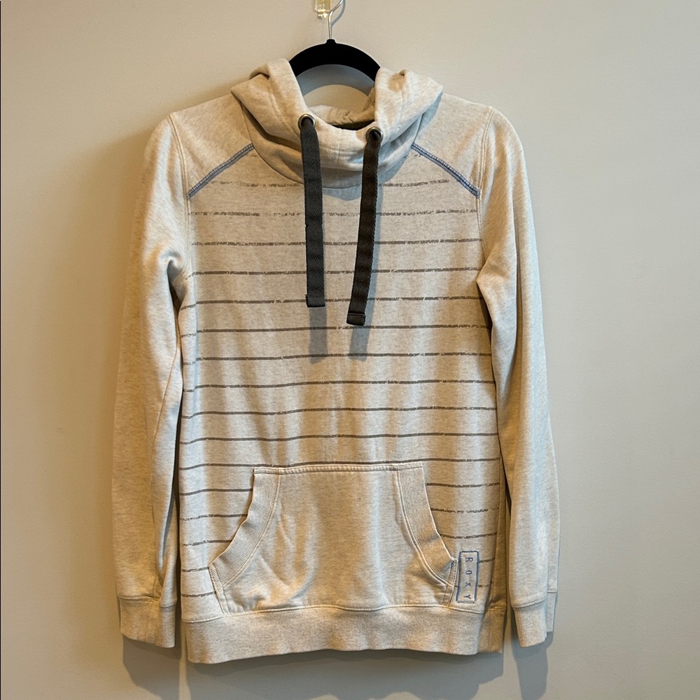 Roxy Light Gray Striped Hoodie